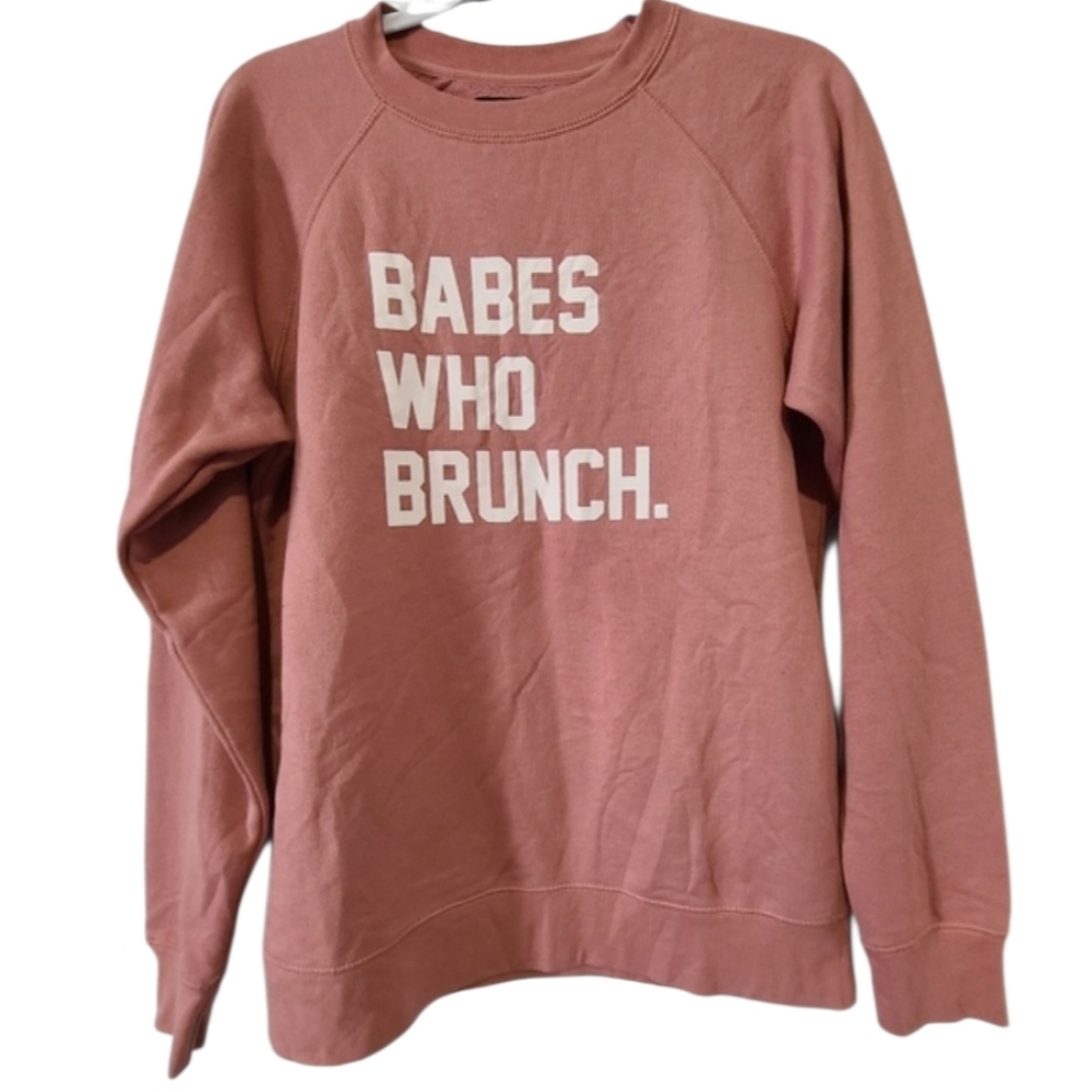 Brunette the Label Pink Crewneck Sweatshirt Women’s Sz M Relaxed Fit Casual